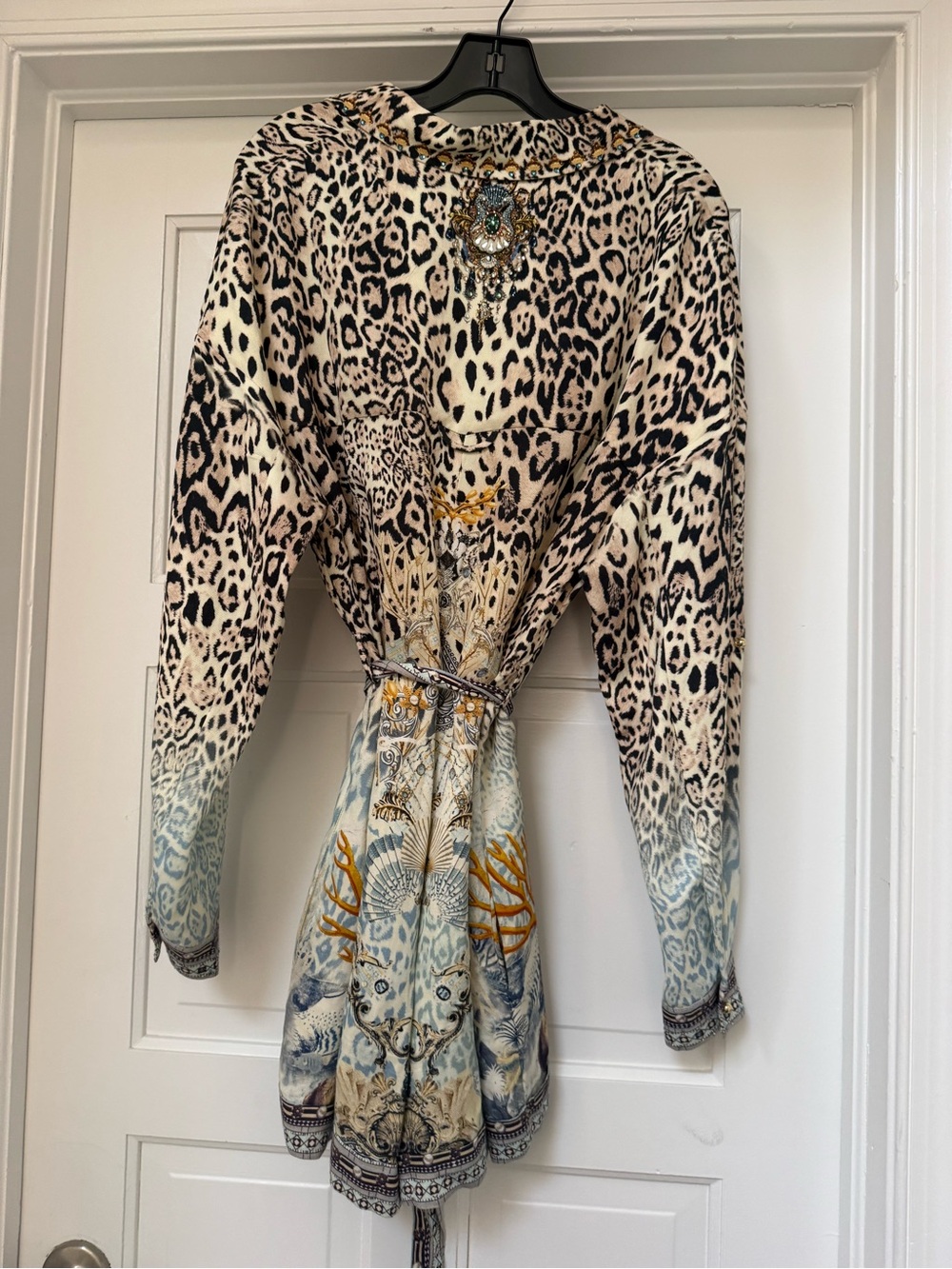 Camilla Leopard-Print Tie-Waist Jumpsuit in Beige and Black - Picture 2 of 8